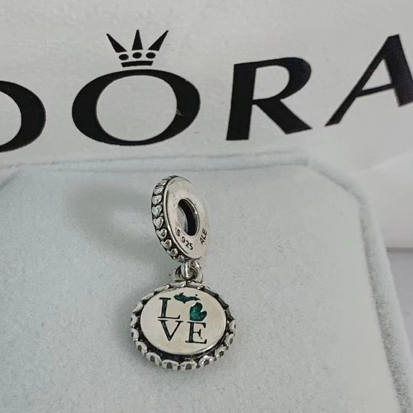 Pandora LOVE Michigan Dangle Charm S925 Sterling Silver - Picture 1 of 7